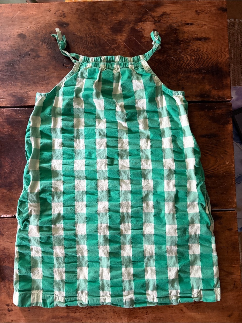 Hanna Andersson Green and White Gingham Summer Dress